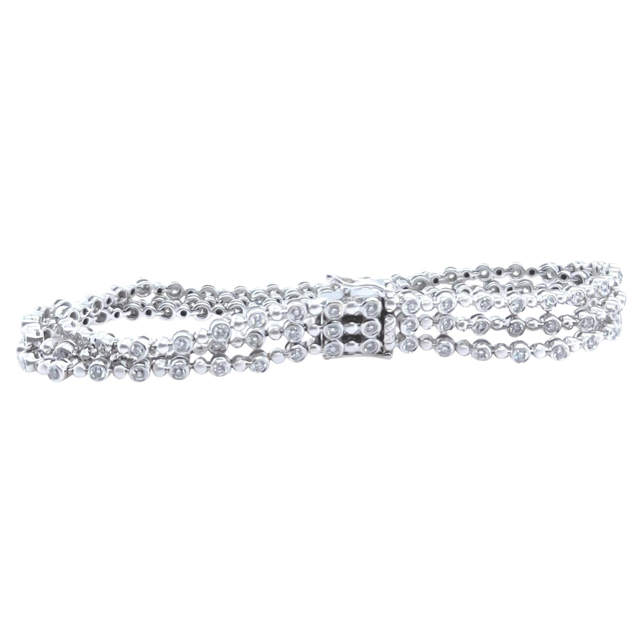 18ct White Gold Three-Row Diamond Bracelet 3.40ct 21.85g