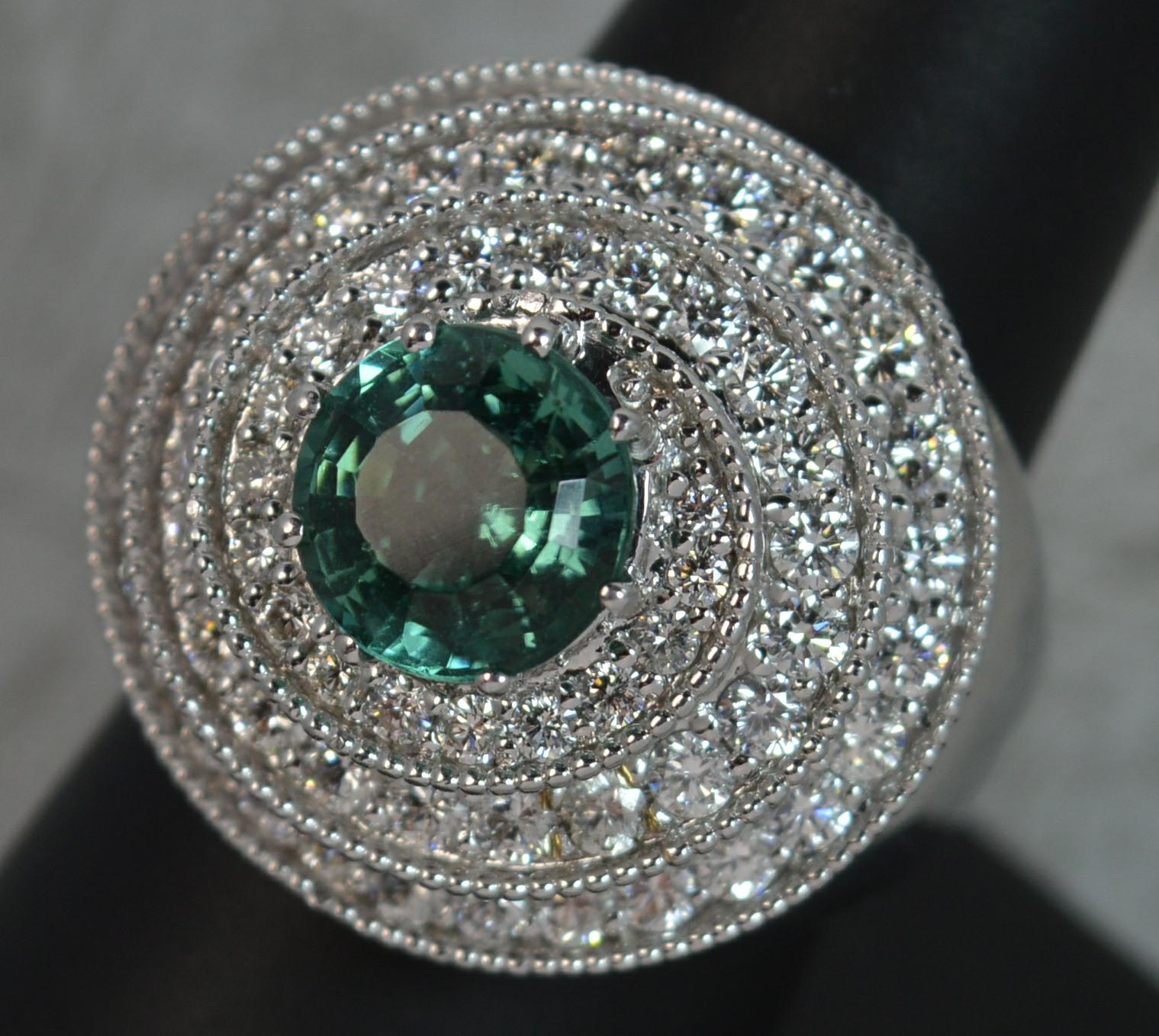 18 Carat White Gold Tourmaline and 2 Carat Diamond Cocktail Ring 9