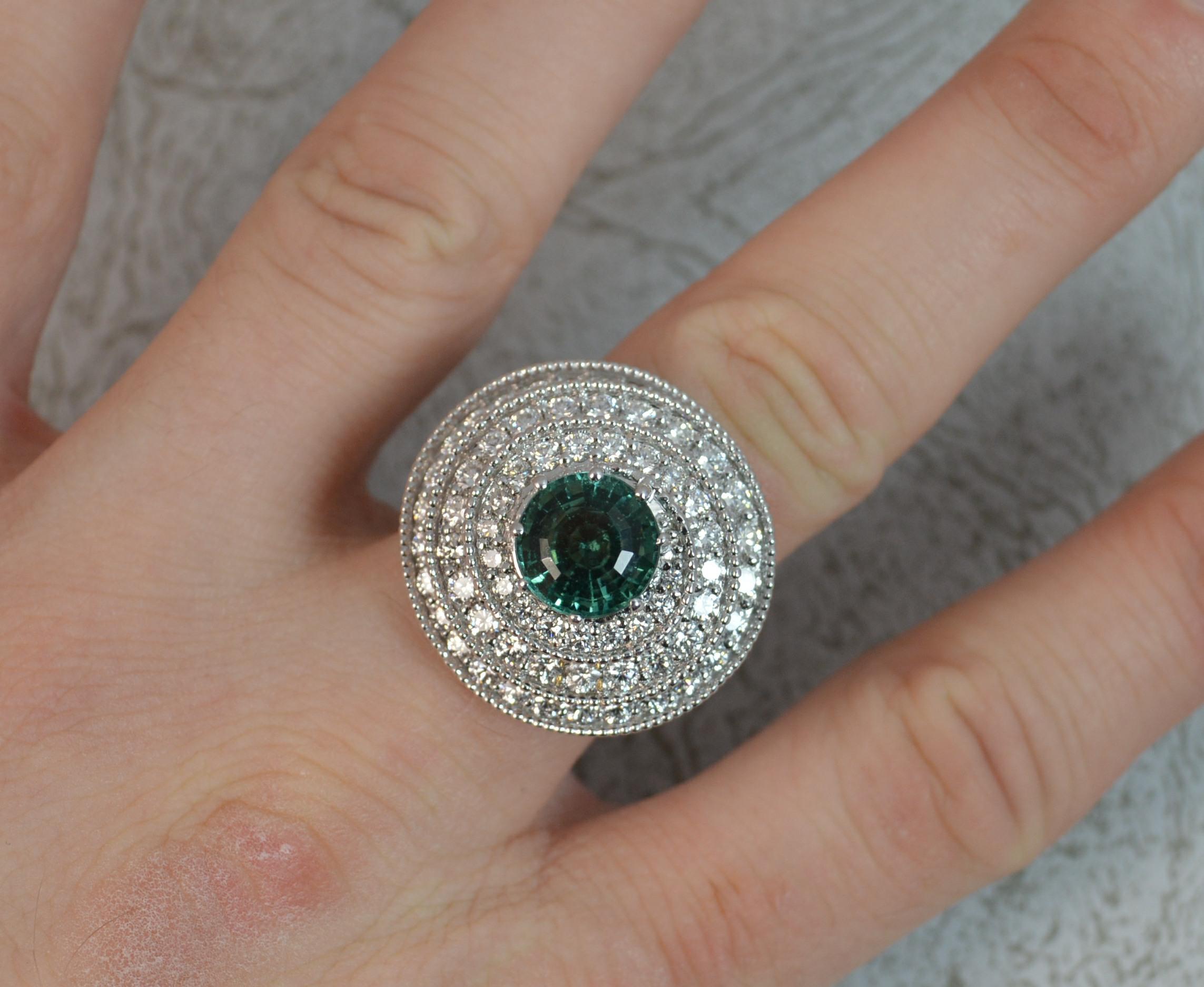 18 Carat White Gold Tourmaline and 2 Carat Diamond Cocktail Ring 3