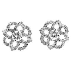 18ct White Gold & White Diamond Decorative Celtic Design Earrings