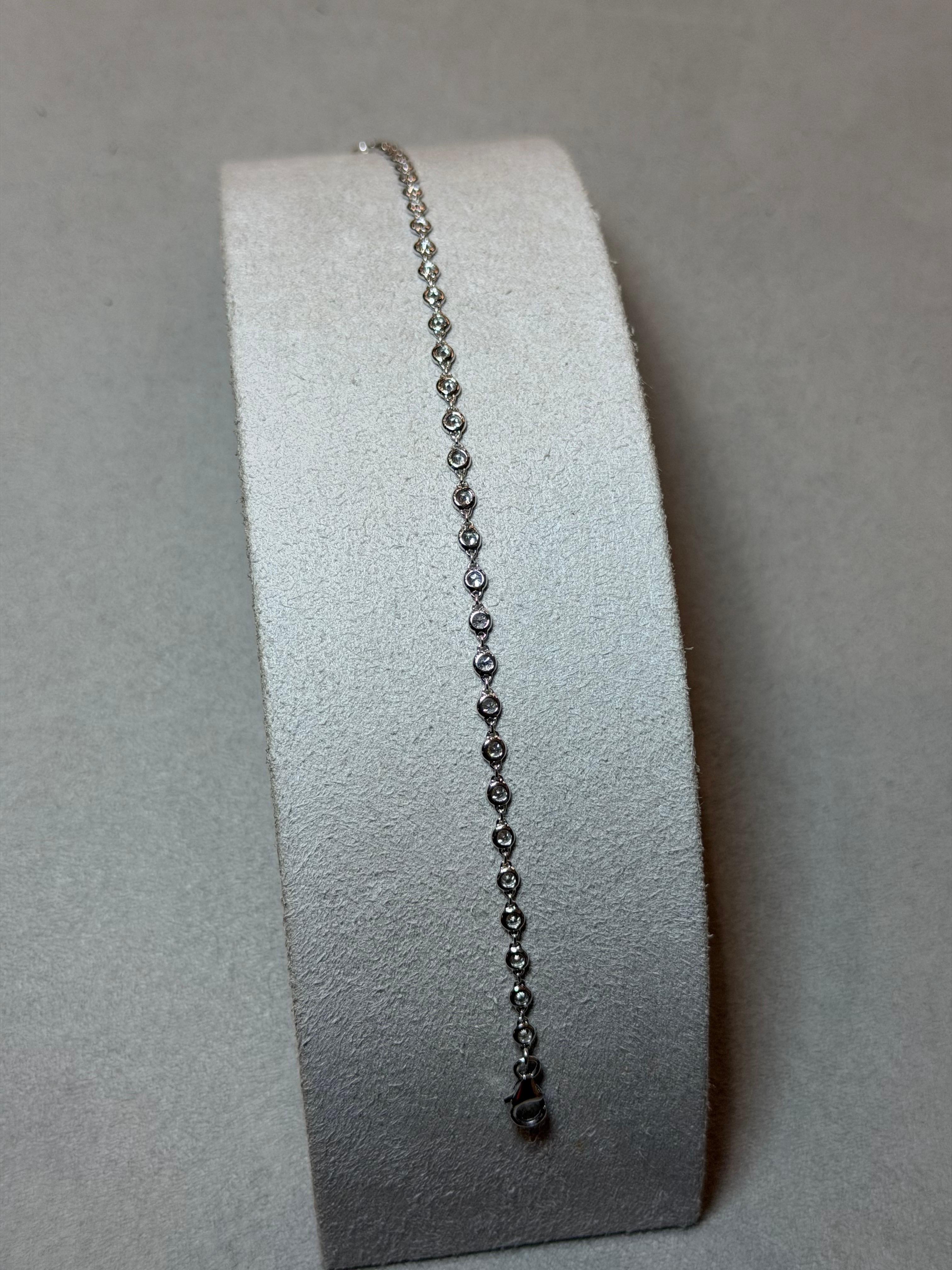 Pulsera de cadena de diamantes naturales en oro blanco de 18 ct en Nuevo estado para la venta en Marlow, GB