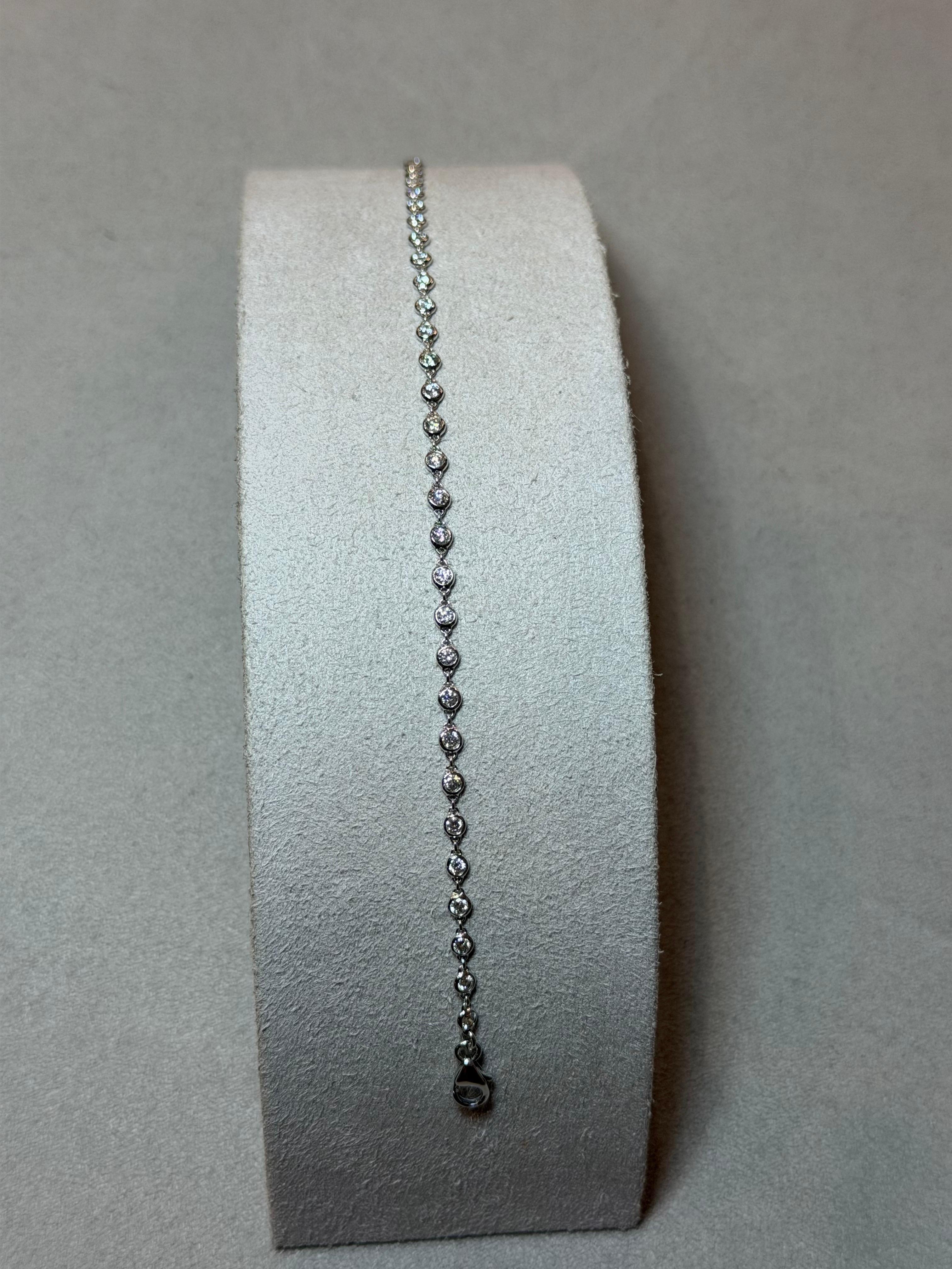 Femenino o masculino Pulsera de cadena de diamantes naturales en oro blanco de 18 ct en venta