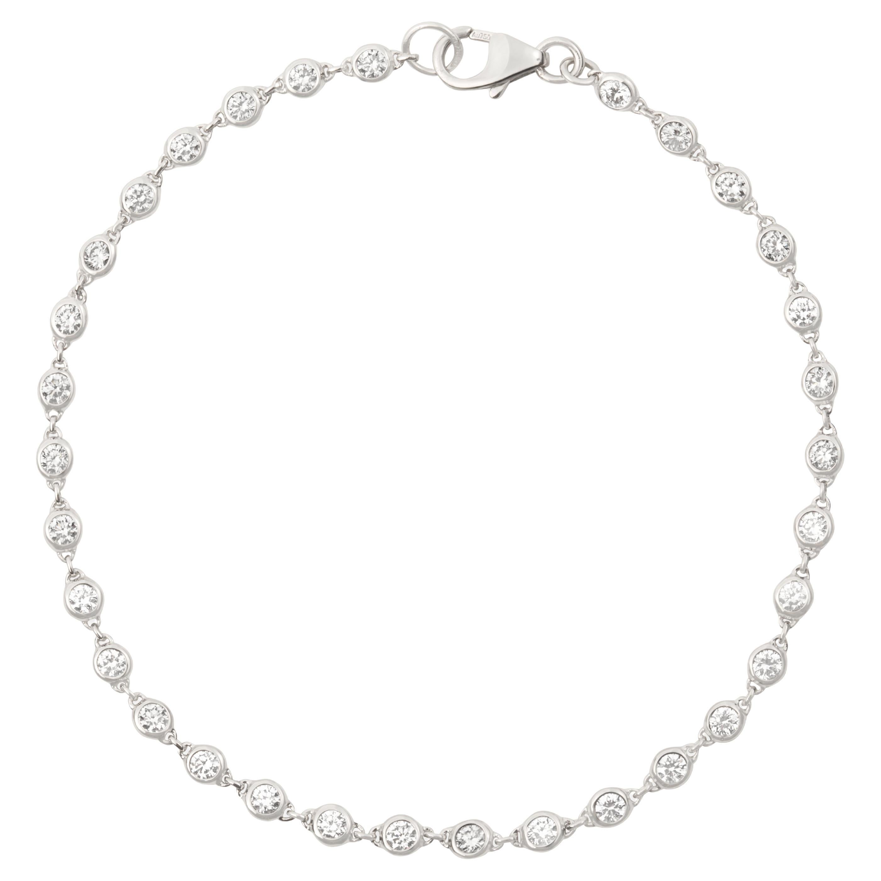 Pulsera de cadena de diamantes naturales en oro blanco de 18 ct en venta