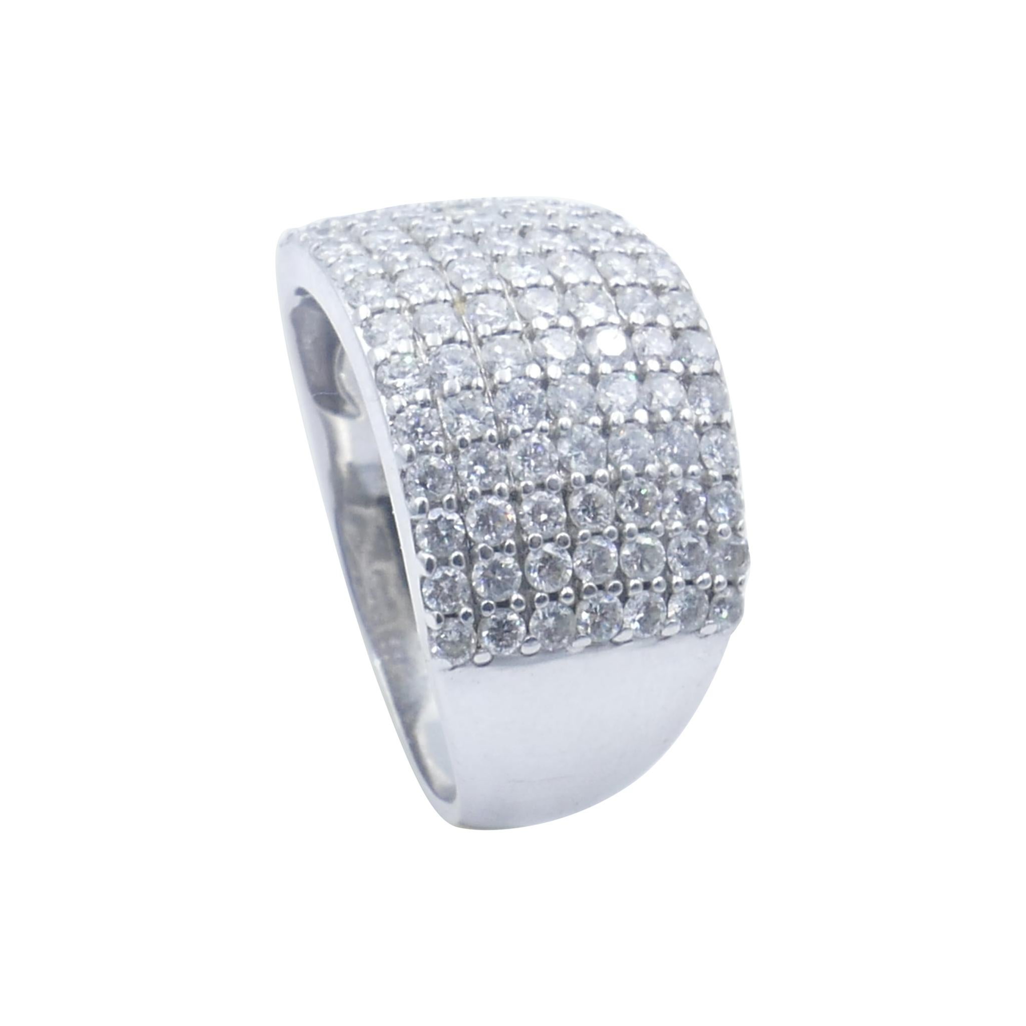 18ct White Gold Wide Band 2.2 Carat Diamond Ring For Sale
