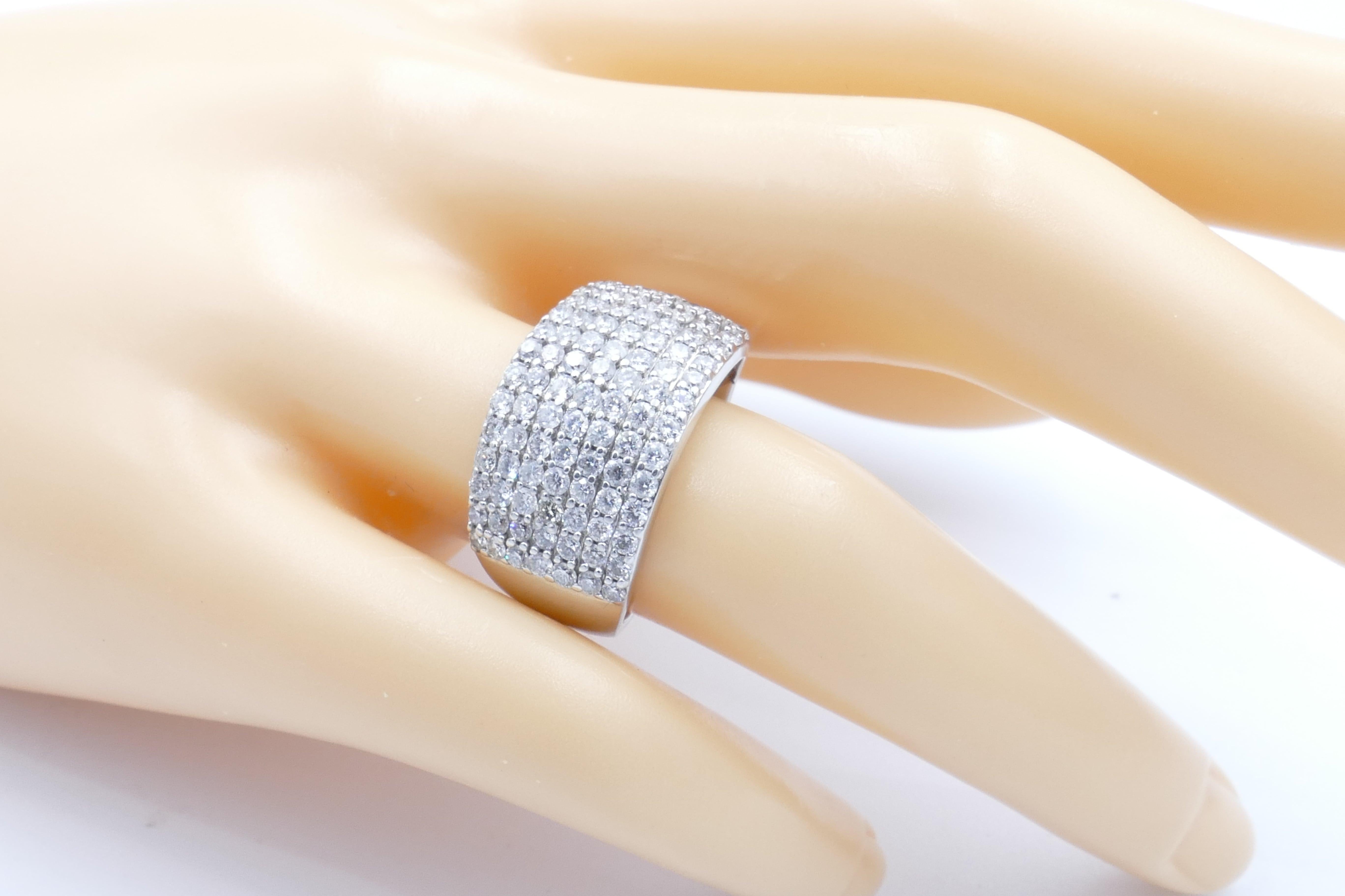 18ct White Gold Wide Band 2.2 Carat Diamond Ring In New Condition For Sale In Splitter's Creek, NSW