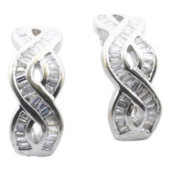 18ct White Gold 
Woven Style
 Half Hoop Clip On 
Pierced Earrings