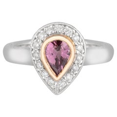 18ct White/Rose Gold Pink Ceylon Sapphire and Diamond Engagement Ring