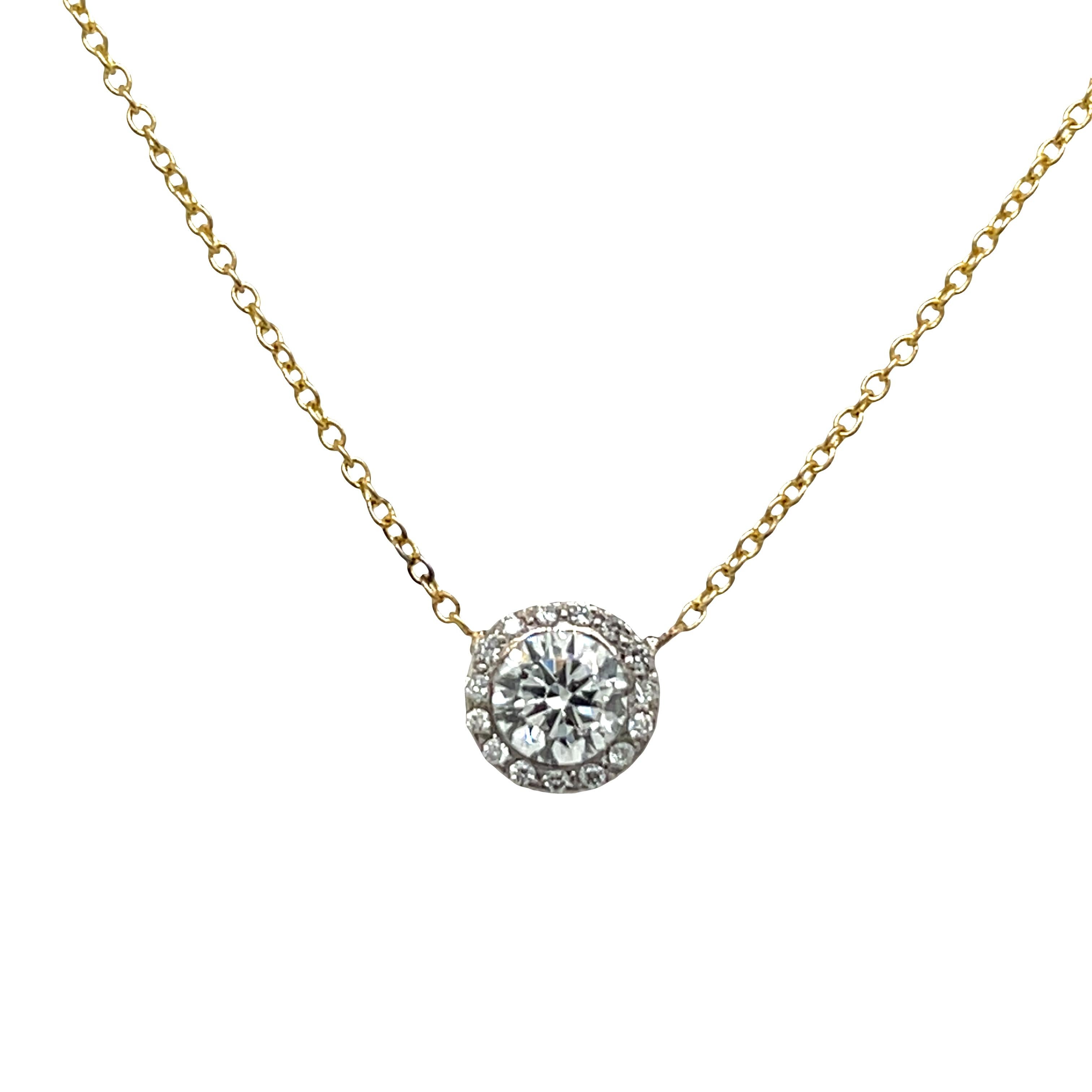 18ct White & Yellow Gold Diamond Pendant Set With 0.40ct natural Diamonds In Excellent Condition For Sale In London, GB