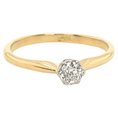 Bague de fiançailles solitaire en or blanc et jaune 18 carats avec diamant rond 0,25 carat H/SI1