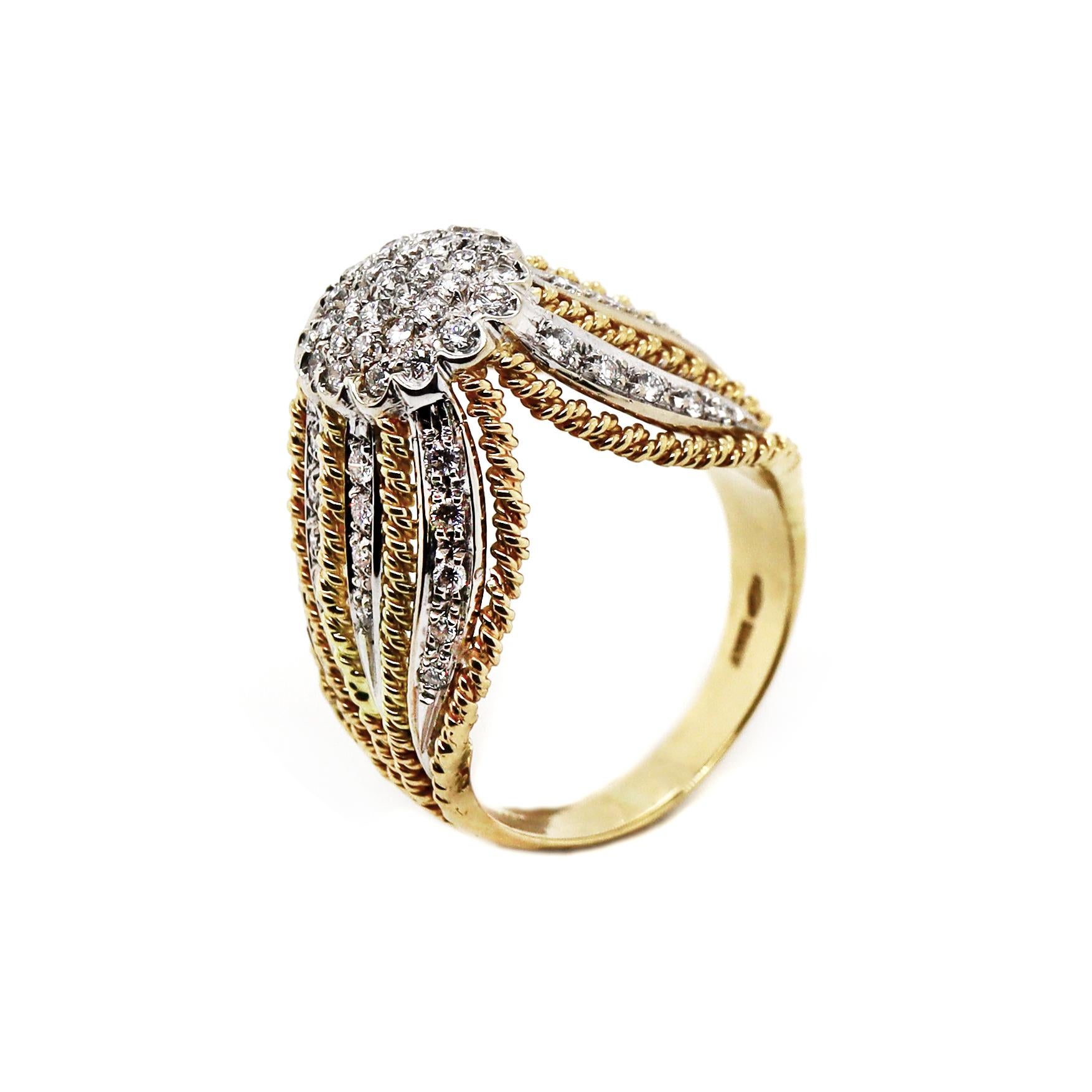 Anello da cocktail con diamante Art Deco in oro giallo e bianco 18 carati In condizioni ottime in vendita a Sydney, NSW