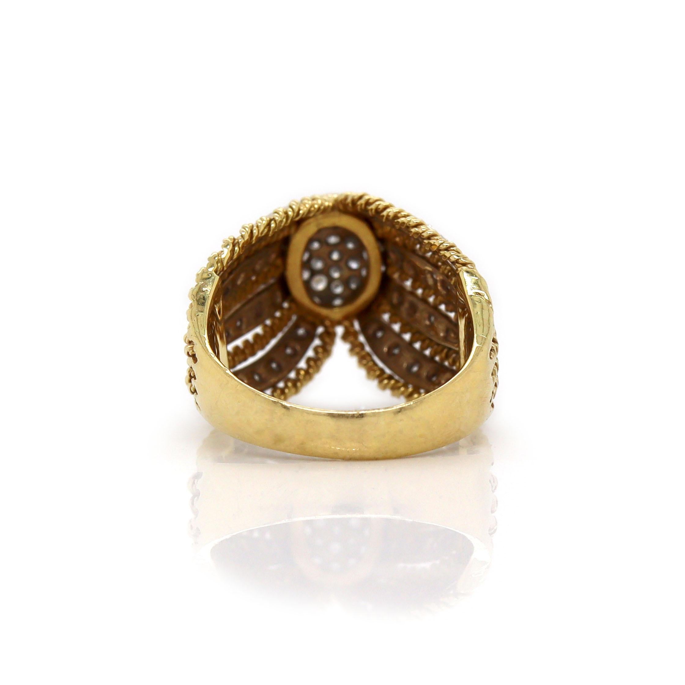 Donna Anello da cocktail con diamante Art Deco in oro giallo e bianco 18 carati in vendita