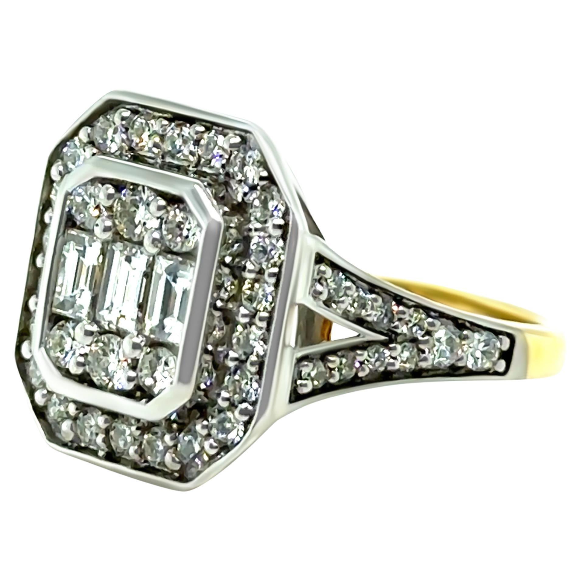 18ct Yellow and White Gold Diamond Ring 1.00ct 4.9g