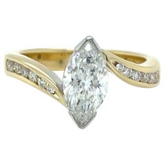 18ct Yellow and White Gold Marquise Diamond Engagement Ring 1.21ct 5.09g