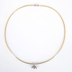 18ct Yellow and White Gold Omega Styled Necklace with Diamond