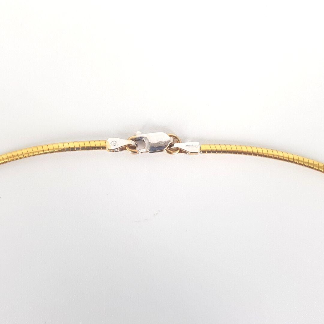 Women's 18ct Yellow and White Gold Omega Styled Necklace with Diamond For Sale