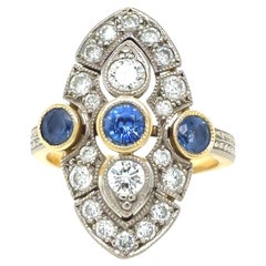 18ct Gelb- und Weißgold Saphir und Diamant Ring 1.64ct