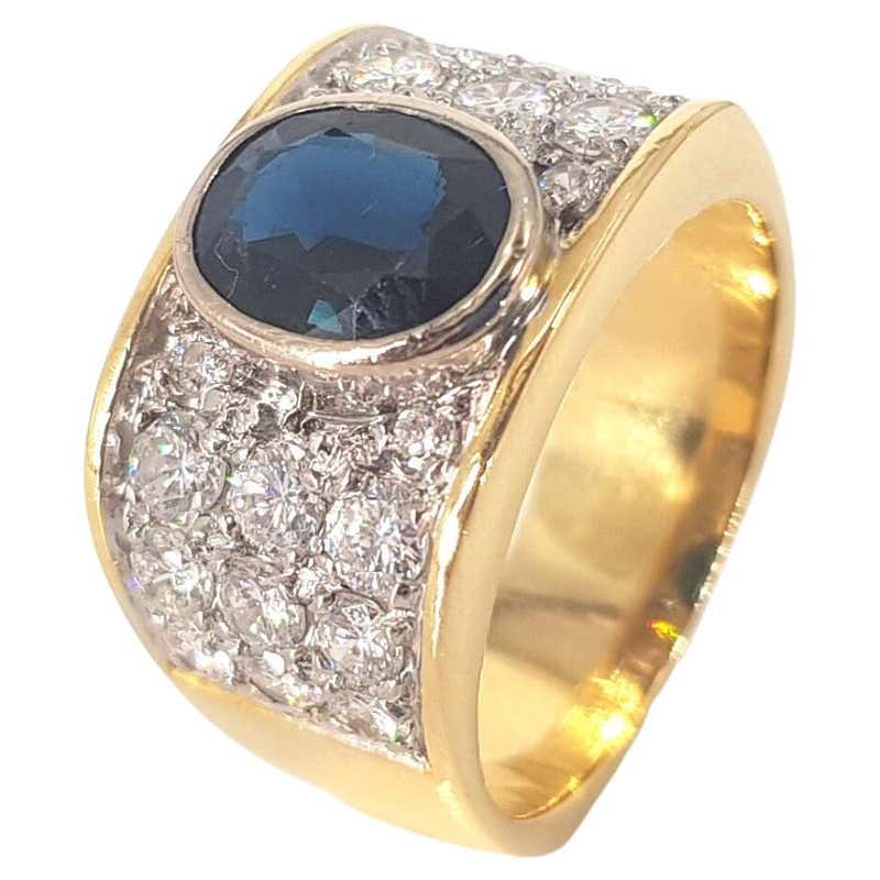 Edwardian Sapphire and Diamond Ring 18 Carat Gold For Sale at 1stDibs
