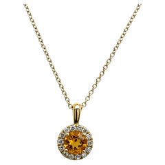 Ciondolo giallo Citrino e diamanti 18ct con 0,15ct di diamanti incastonati