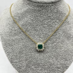 18ct Yellow Emerald & Diamond Pendant on 16" Chain
