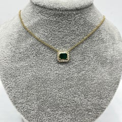 18ct Yellow Emerald & Diamond Pendant on 18" Chain