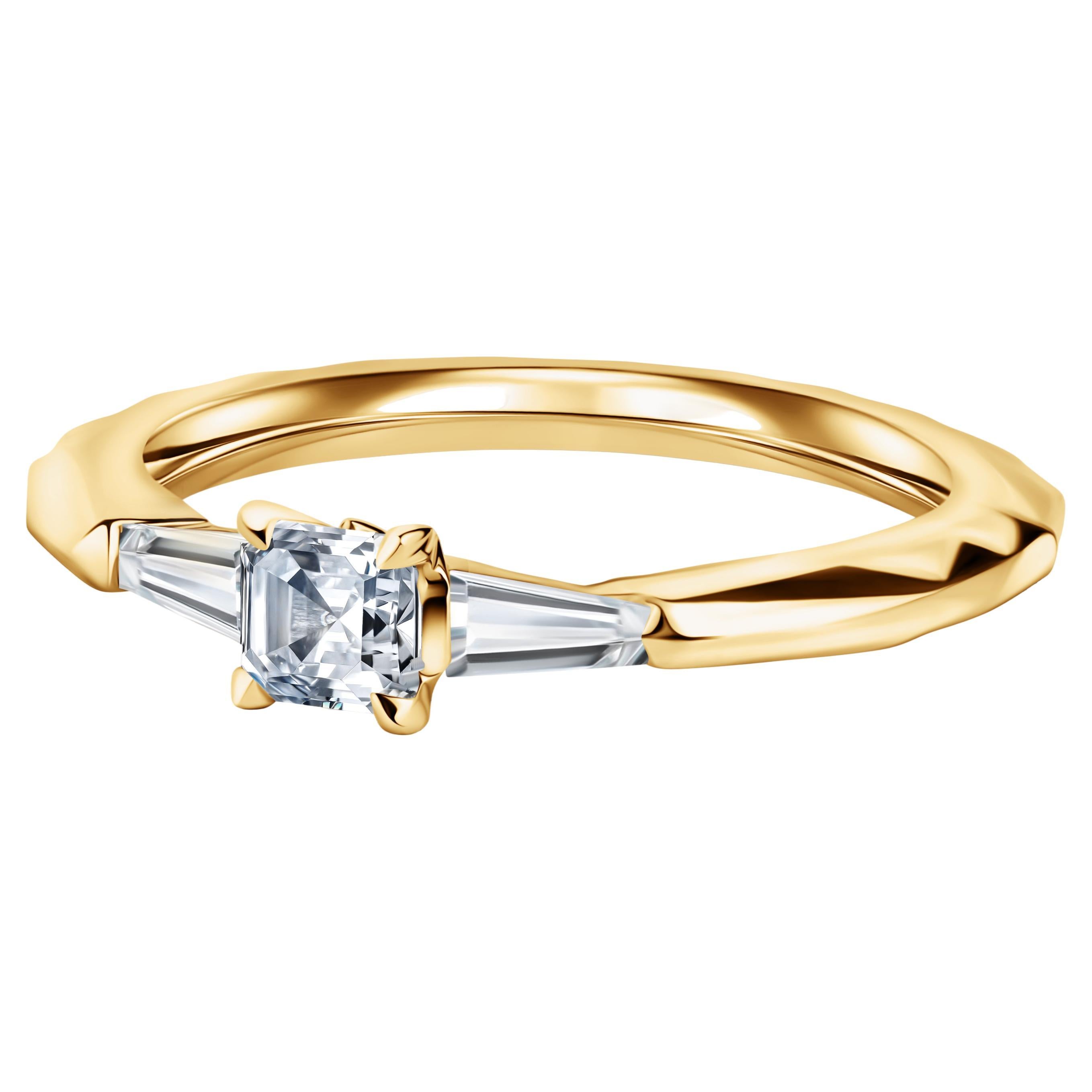 18ct Yellow Gold & 0.2ct Princess Diamond Ring For Sale
