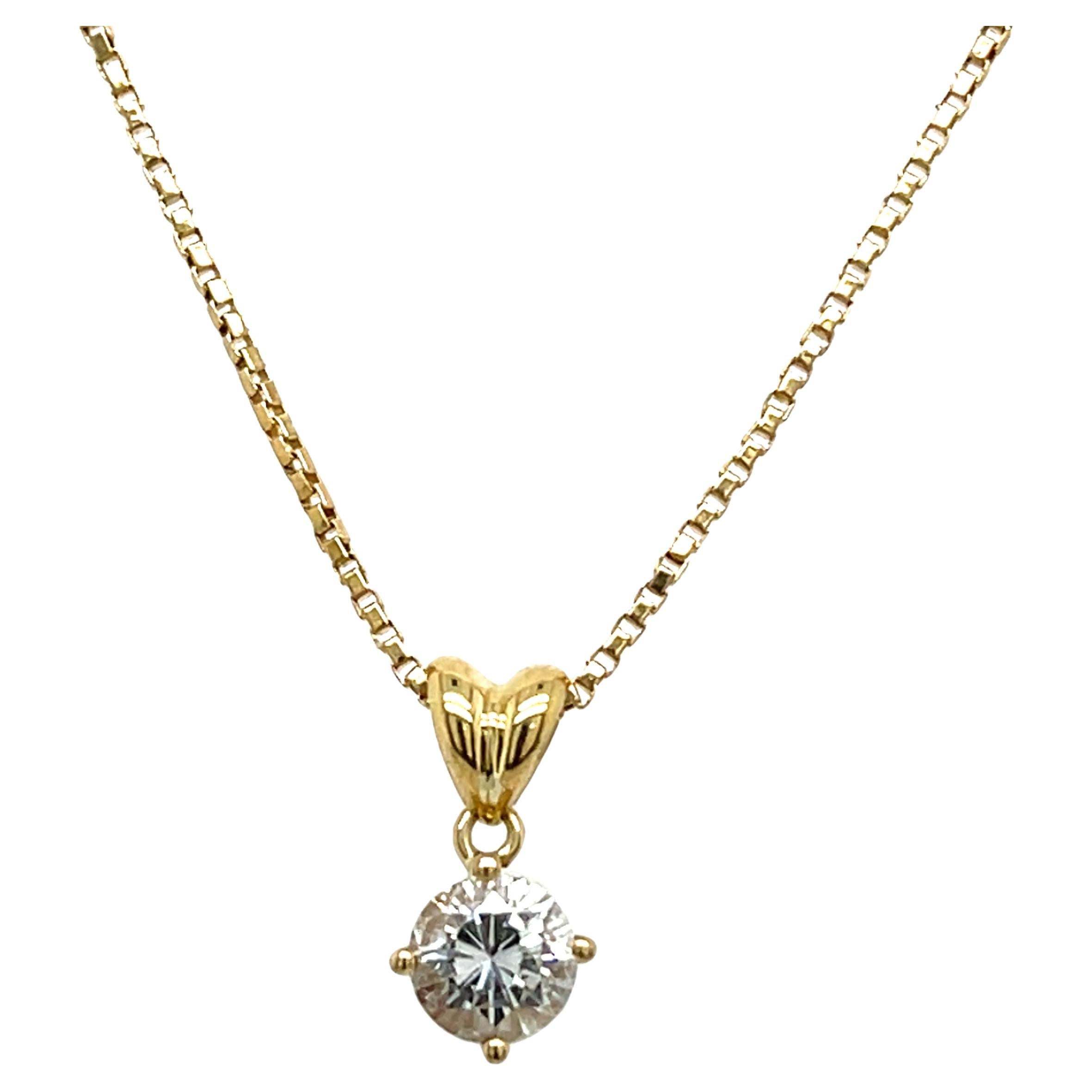 18ct Yellow Gold 0.35ct Diamond Pendant Suspended from 18" Chain