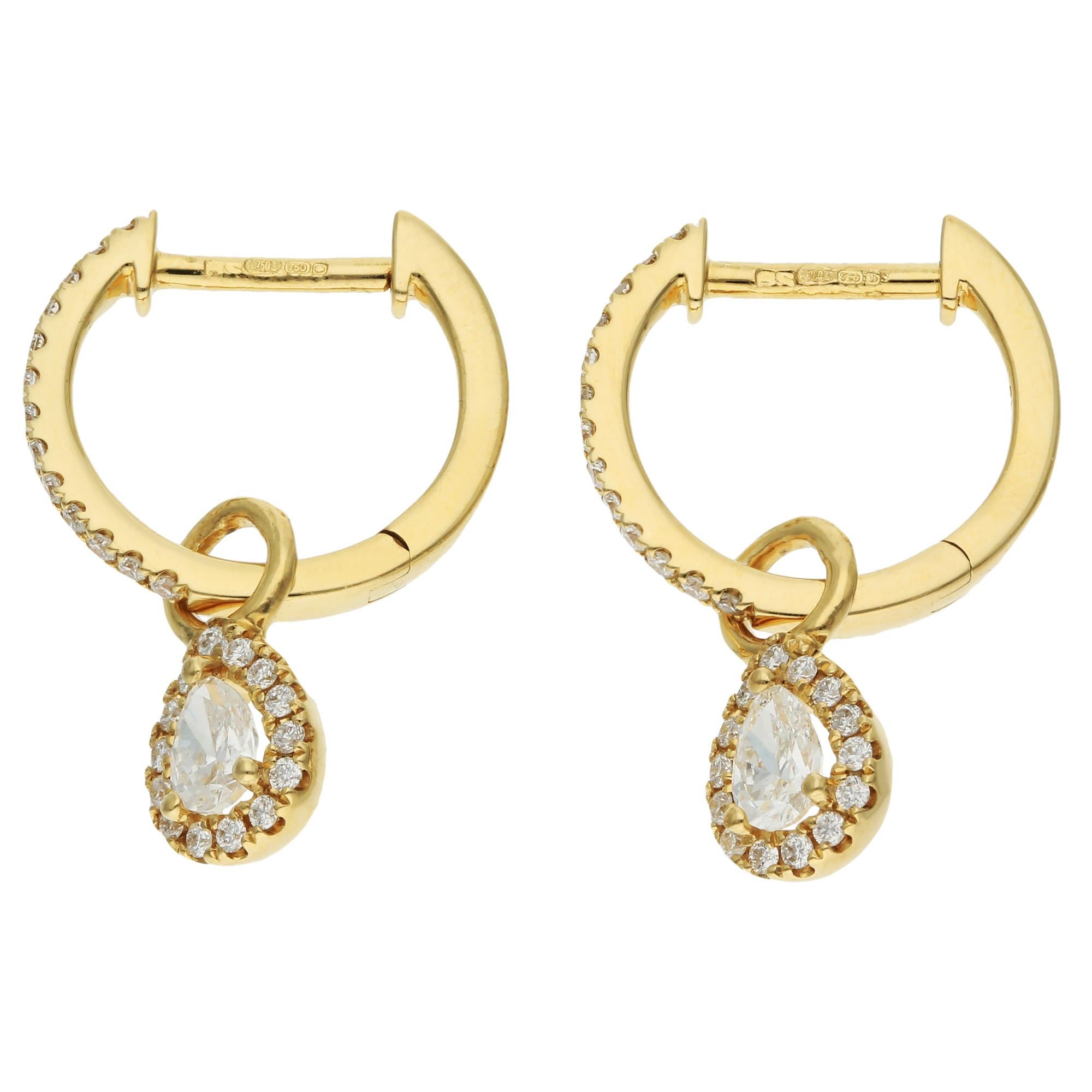 Boucles d'oreilles en or jaune 18ct et diamant 0,50ct Neuf - En vente à Birmingham, GB