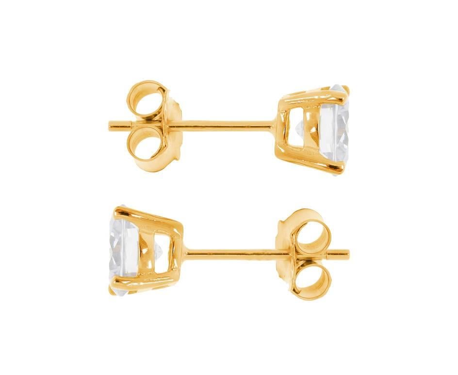 1 carat diamond earrings yellow gold