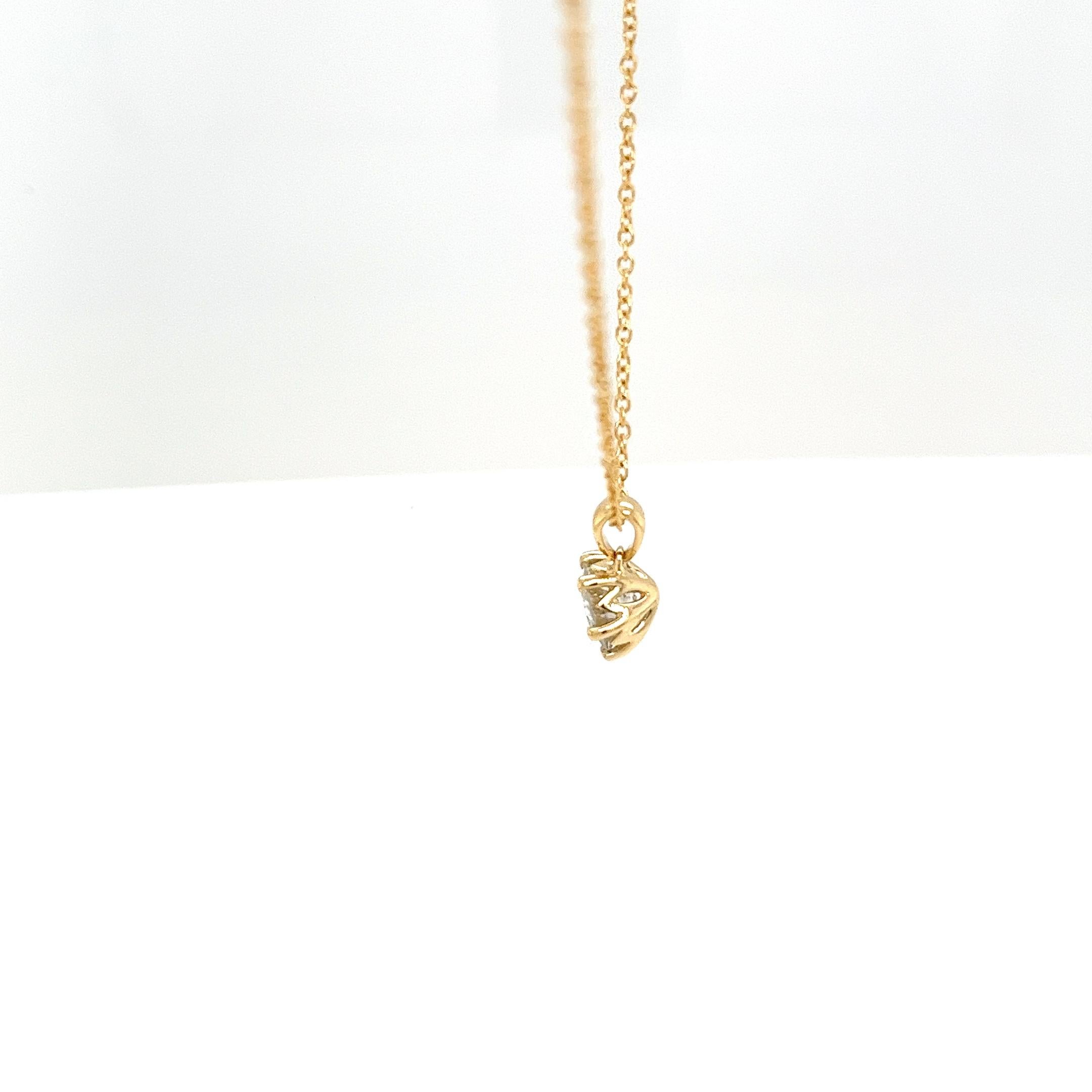 Pendentif suspendu à une chaîne de 18 pouces en or jaune 18 carats avec diamant naturel de 1,0 carat H/SI2 Excellent état - En vente à London, GB