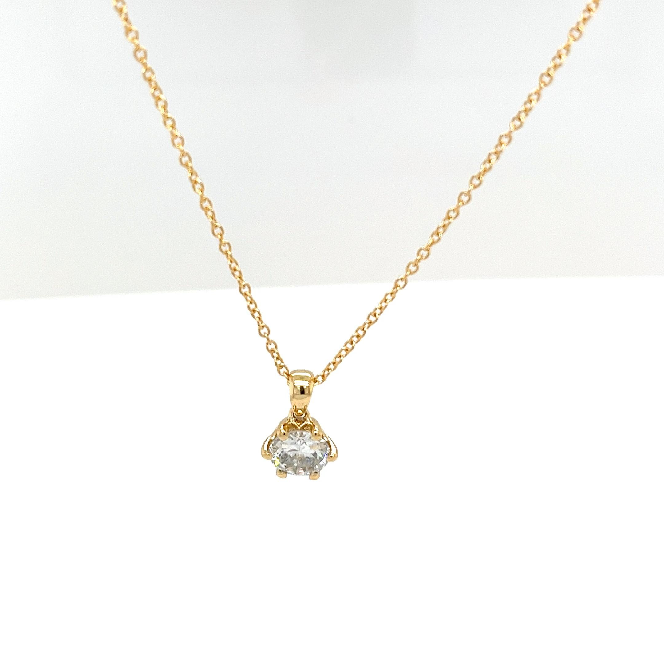 Pendentif suspendu à une chaîne de 18 pouces en or jaune 18 carats avec diamant naturel de 1,0 carat H/SI2 Unisexe en vente
