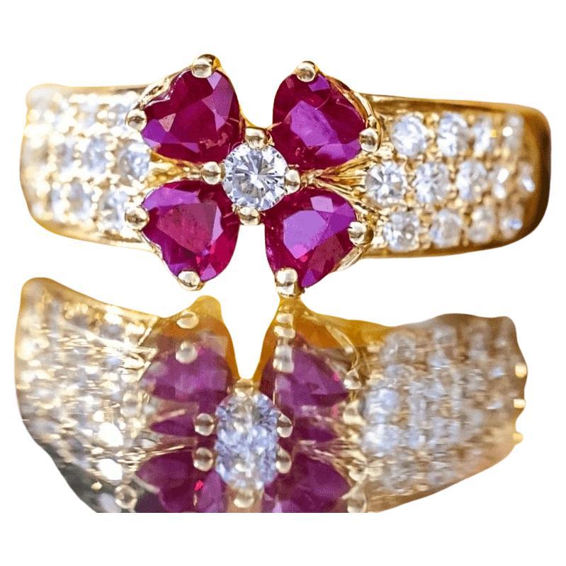 Material: Yellow Gold
Purity: 18ct
Hallmark: Stamped 18ct
Main Stone: Ruby
Ruby Carat Weight: 1.17ct (Stamped)
Ruby Colour/Clarity: Under 10x magnification there are minor natural inclusions such as silk and feather however they are not obvious to