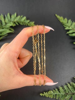 18ct Yellow Gold 1920s Fancy Link 26 Inch Chain Necklace with Bolt Ring Clasp