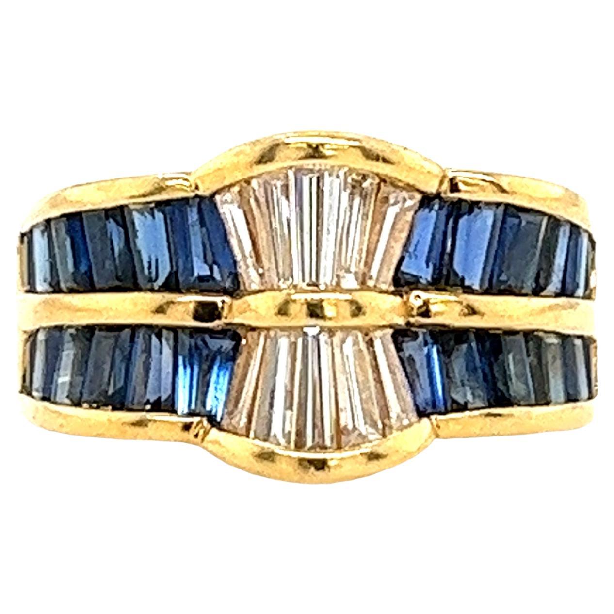18ct Yellow Gold 2.46ct Sapphires and Diamond Dress Ring, 0.69ct Diamonds