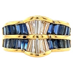 18ct Yellow Gold 2.46ct Sapphires and Diamond Dress Ring, 0.69ct Diamonds
