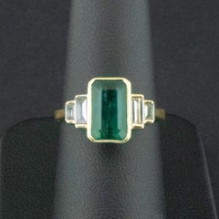18ct Gelbgold 2,57ct Smaragd und 0,35ct Diamant Ring Größe N 4,6g