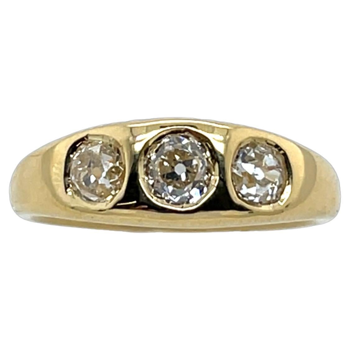 18ct Yellow Gold 3 Stone Diamond Ring, Set With 0.96ct Natural Diamonds