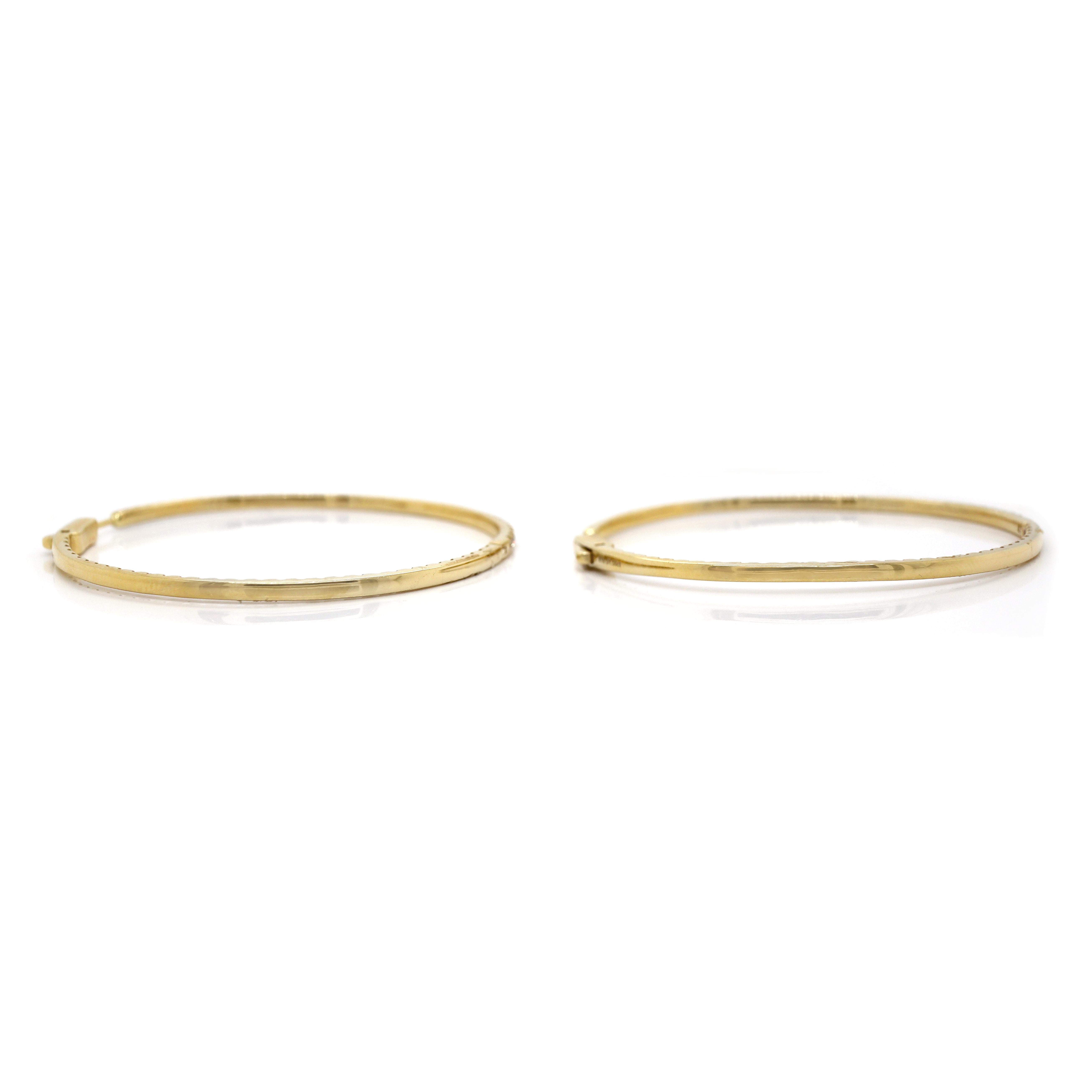 Créoles en or jaune 18 carats avec 3,00 carats de diamants Pour femmes en vente