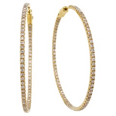 18CT Yellow Gold 3.00CT Diamond Hoop Earrings