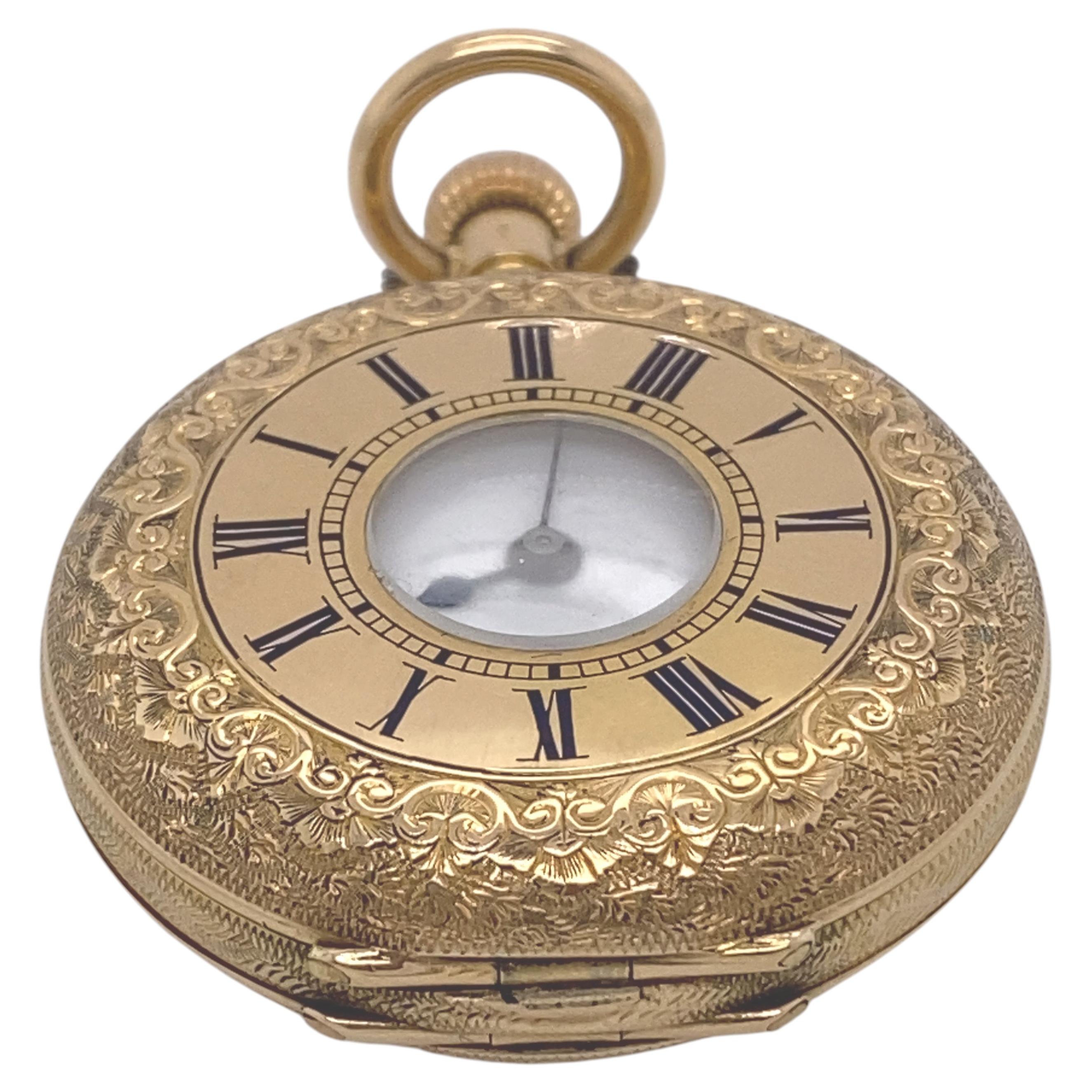 18ct Yellow Gold 33mm Open Face Pocket Watch