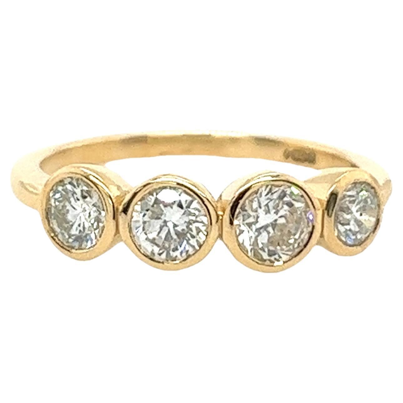 18ct Yellow Gold 4-Stone Diamond Ring Set With 0.94ct Natural Diamonds For Sale