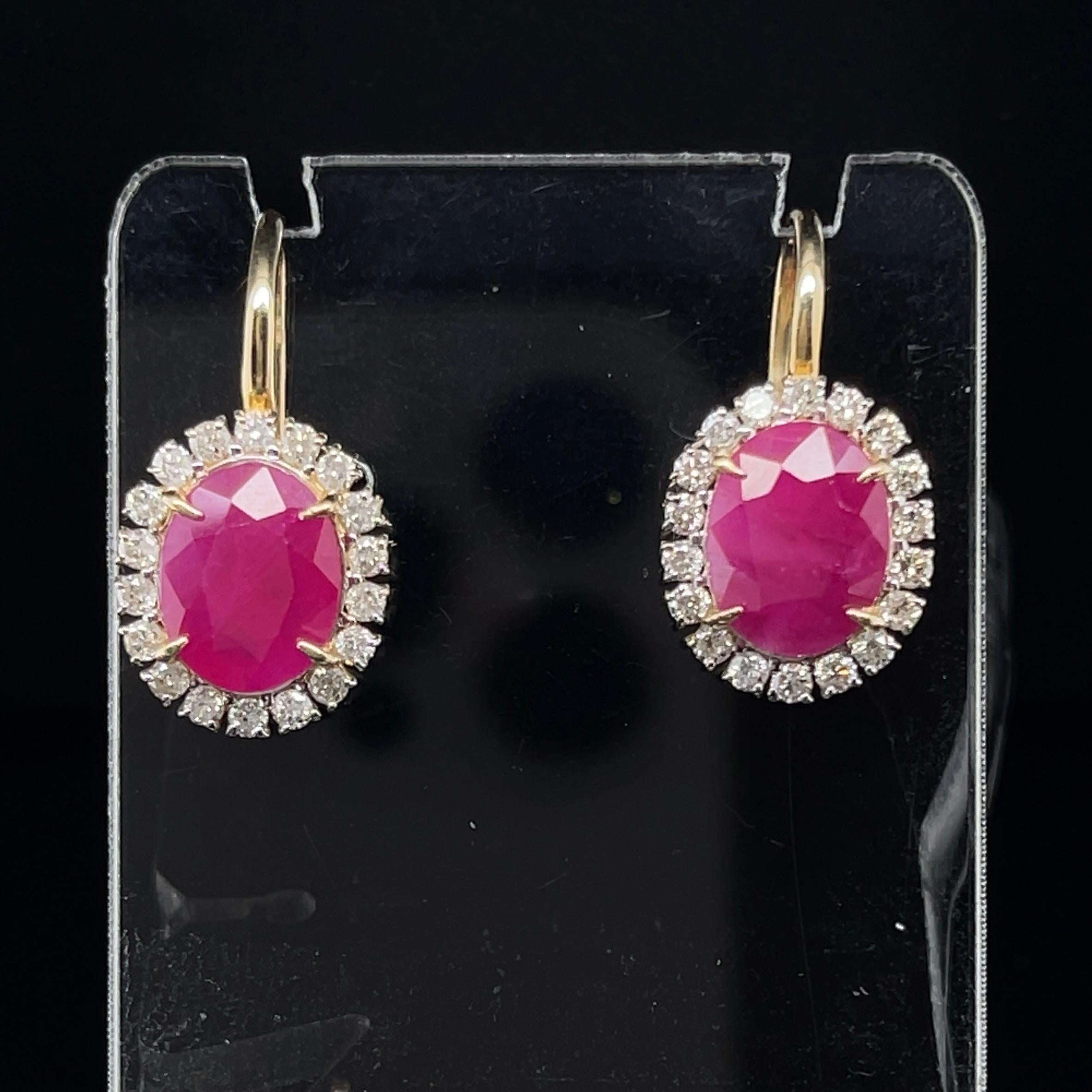 18ct Yellow Gold 4.28ct Ruby and Diamond Earrings For Sale 2