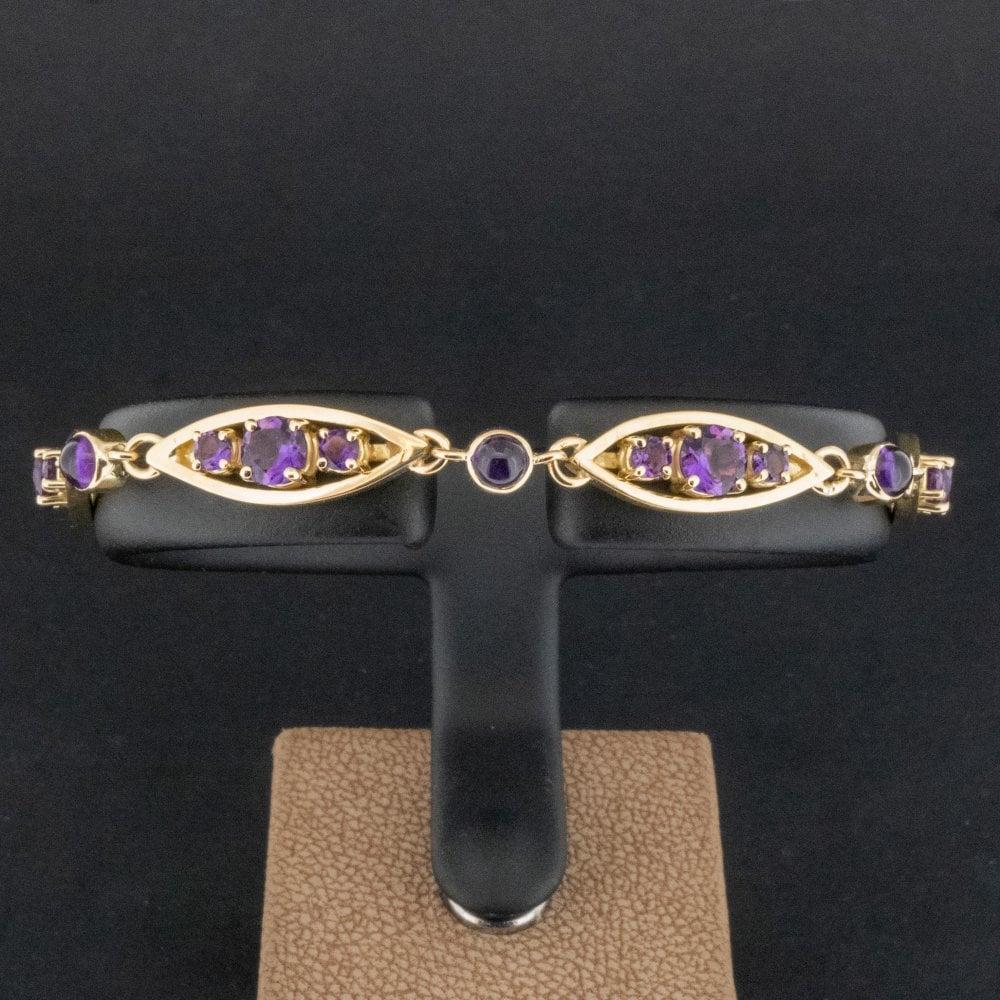 18 Carat Yellow Gold Amethyst Bracelet 12.8g In Good Condition For Sale In Southampton, GB