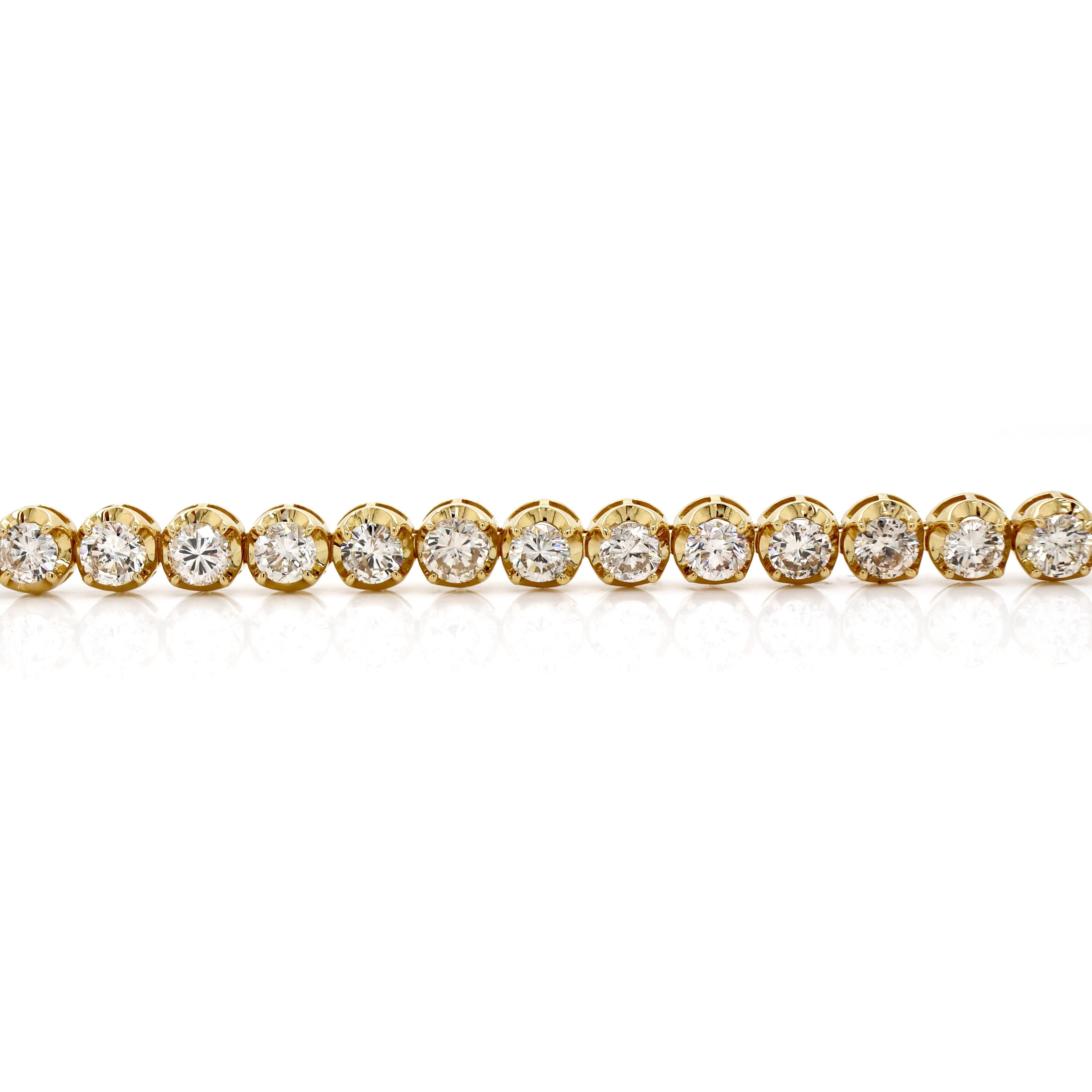 Women's or Men's 18CT Yellow Gold 8.00CT Diamond Tennis Bracelet For Sale