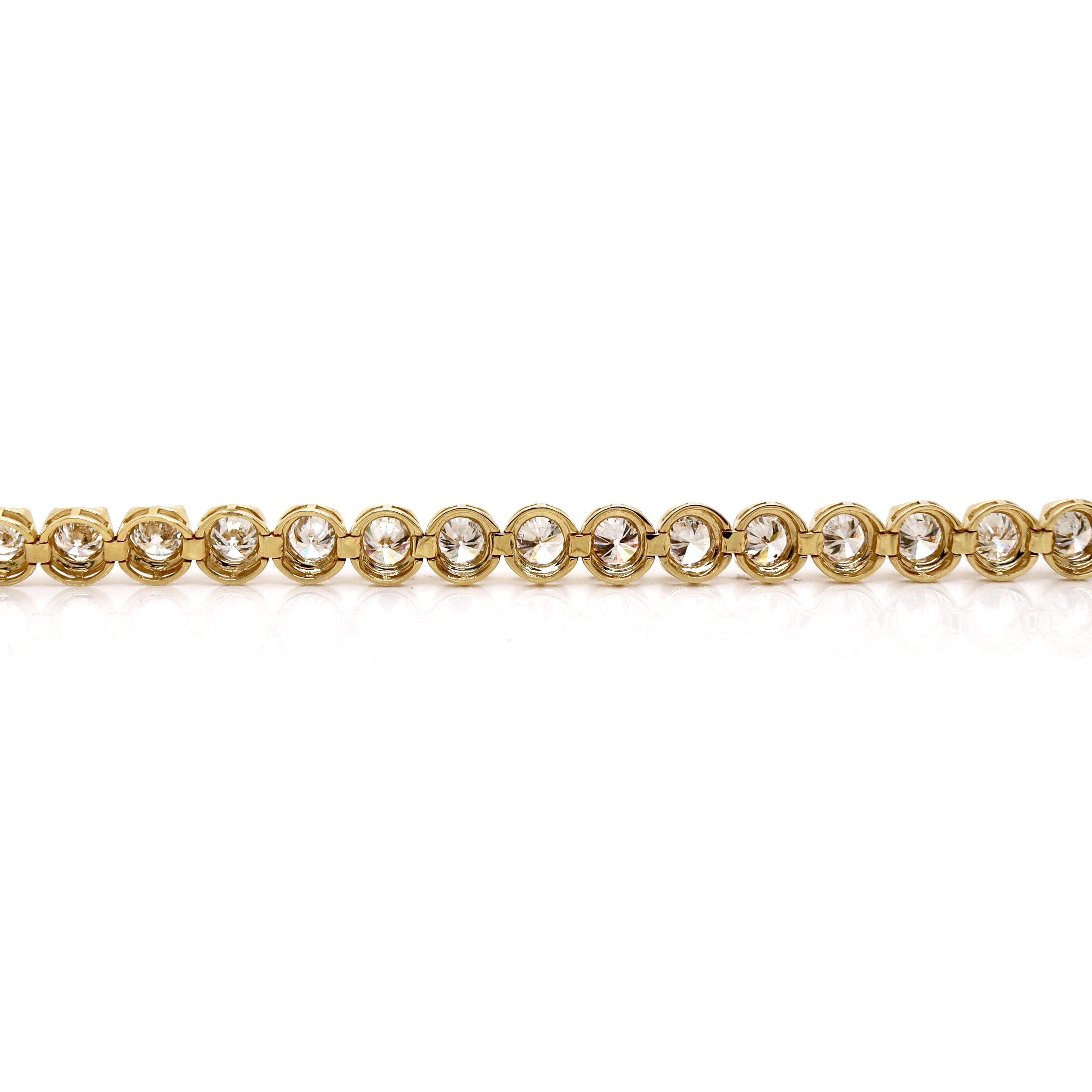 18CT Yellow Gold 8.00CT Diamond Tennis Bracelet For Sale 1