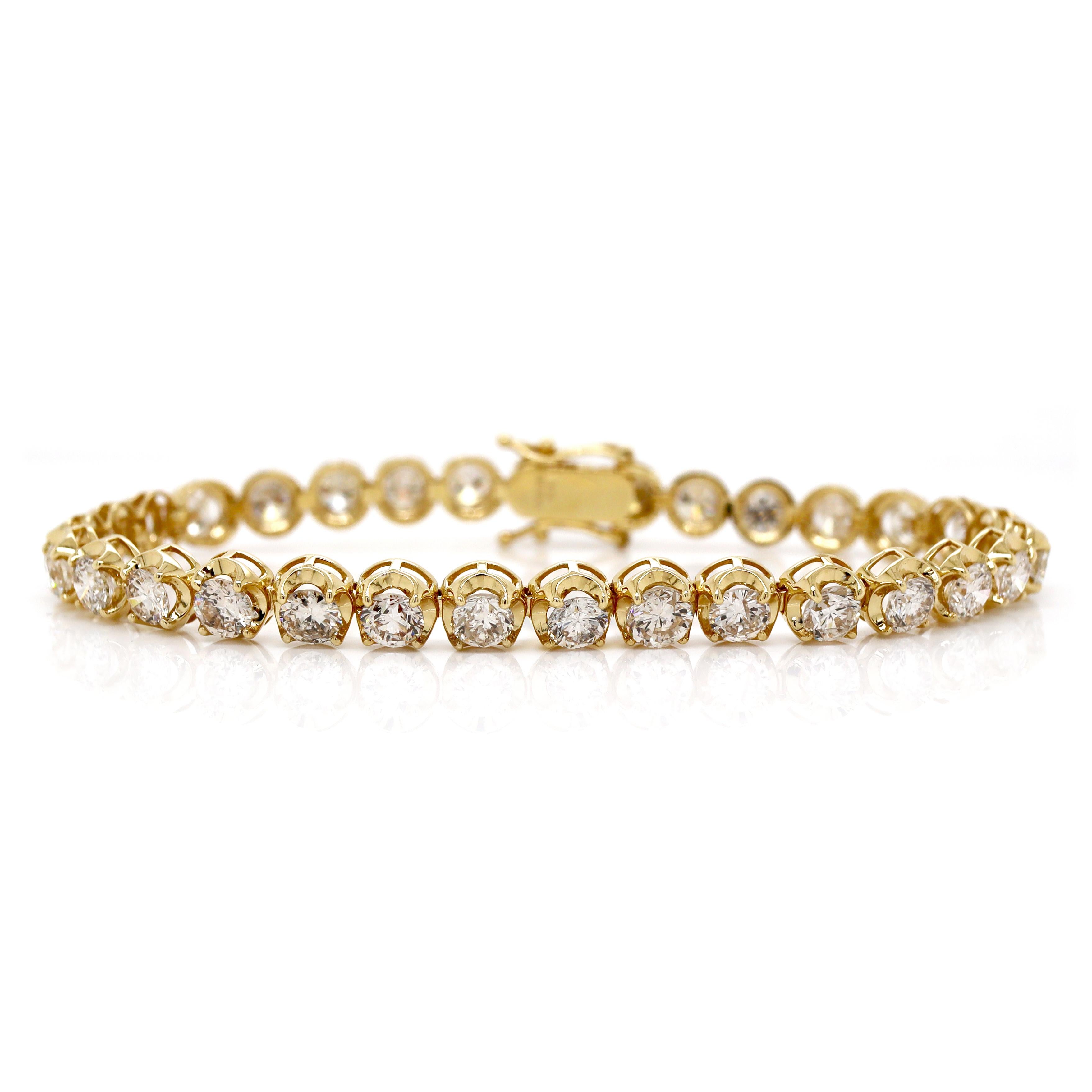 18CT Yellow Gold 8.00CT Diamond Tennis Bracelet For Sale 2