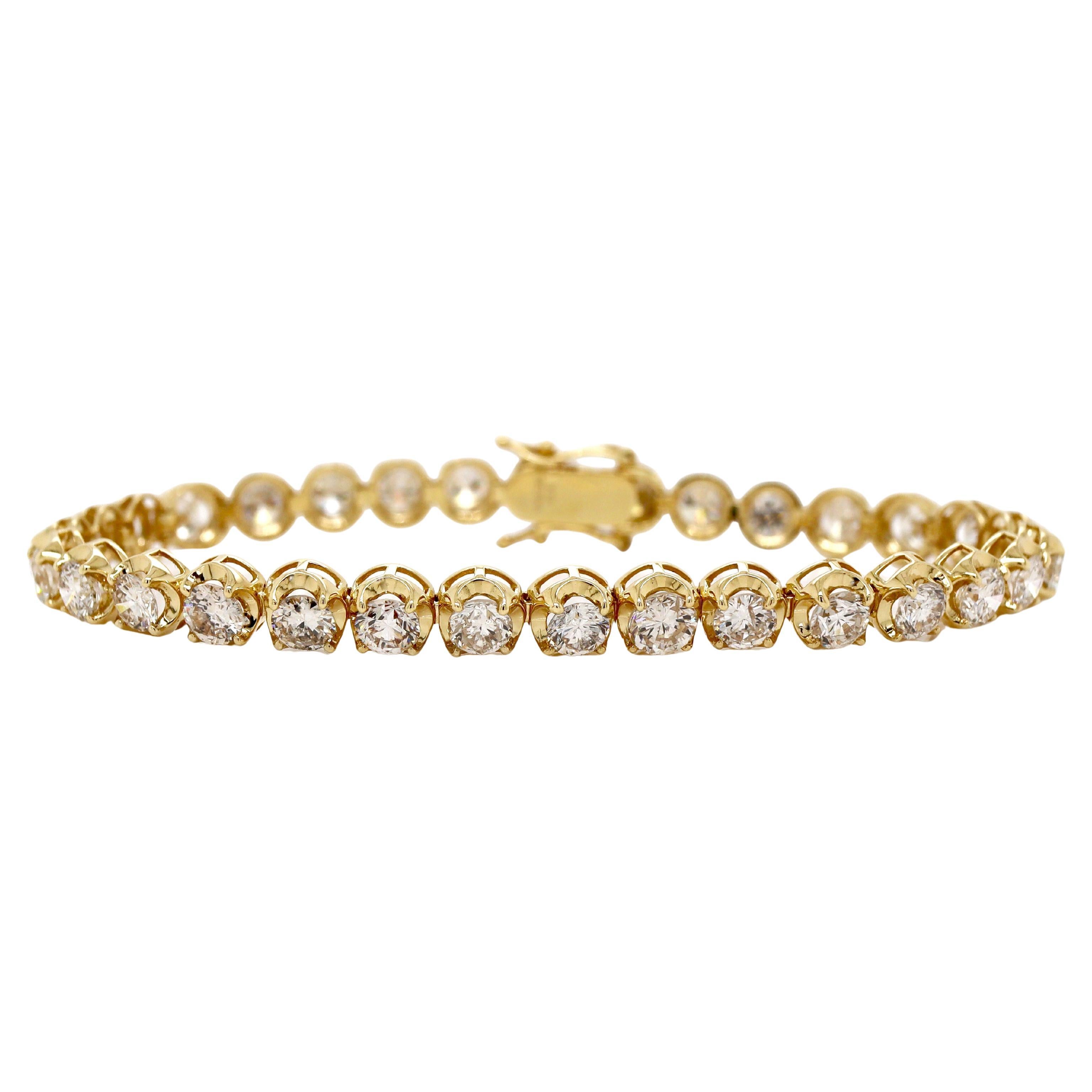Bracelet tennis en or jaune 18 carats avec 8,00 carats de diamants