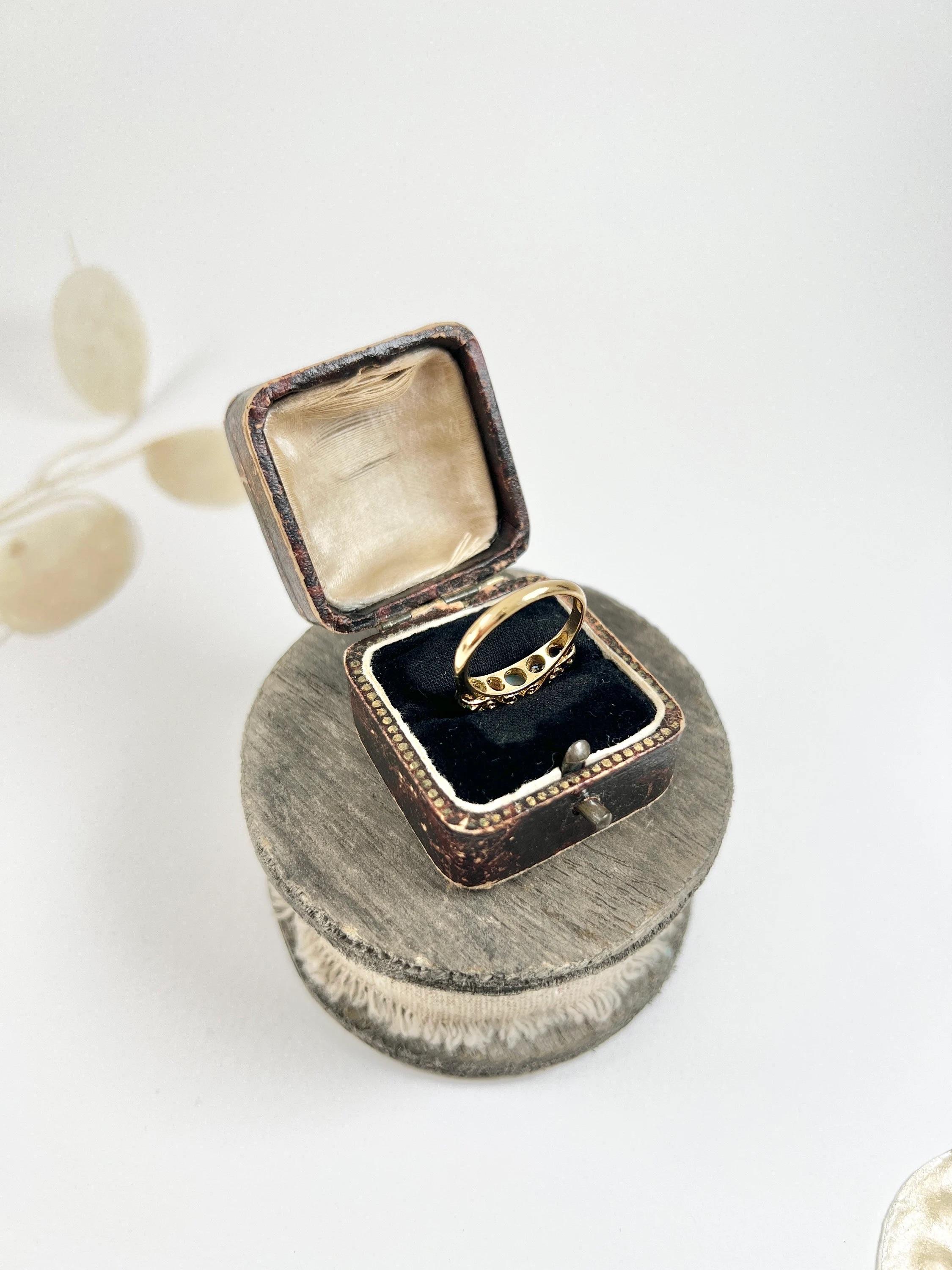 Round Cut 18ct Yellow Gold ADORE Amethyst, Diamond, Opal, Ruby & Emerald Acrostic Ring