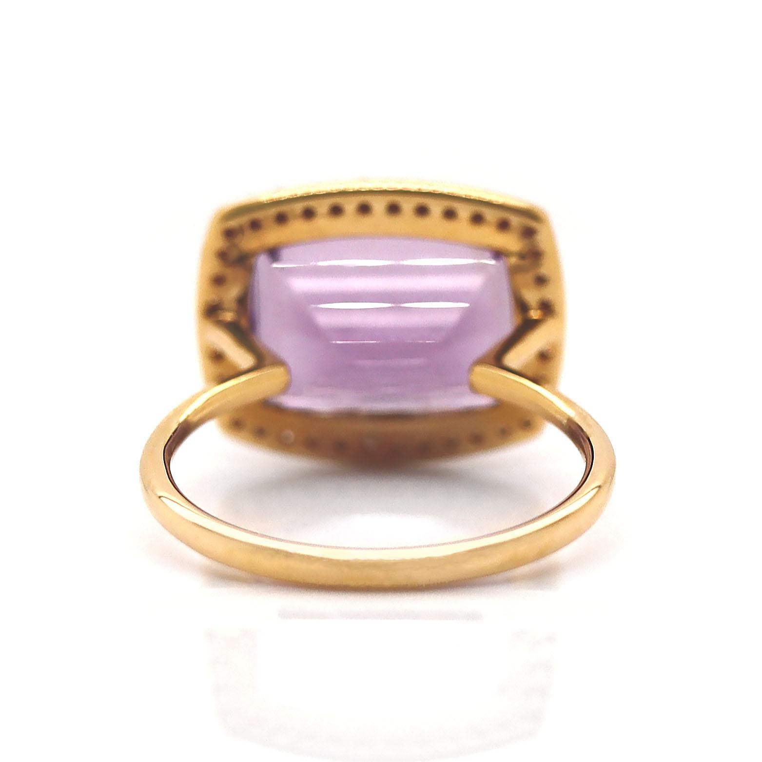 18CT Yellow Gold Amethyst And Diamond Cocktail Ring For Sale 3