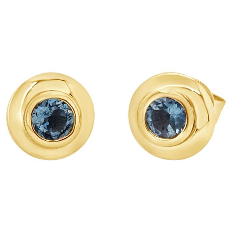 18ct Yellow Gold and Aquamarine Earrings "Riviera" For Sale