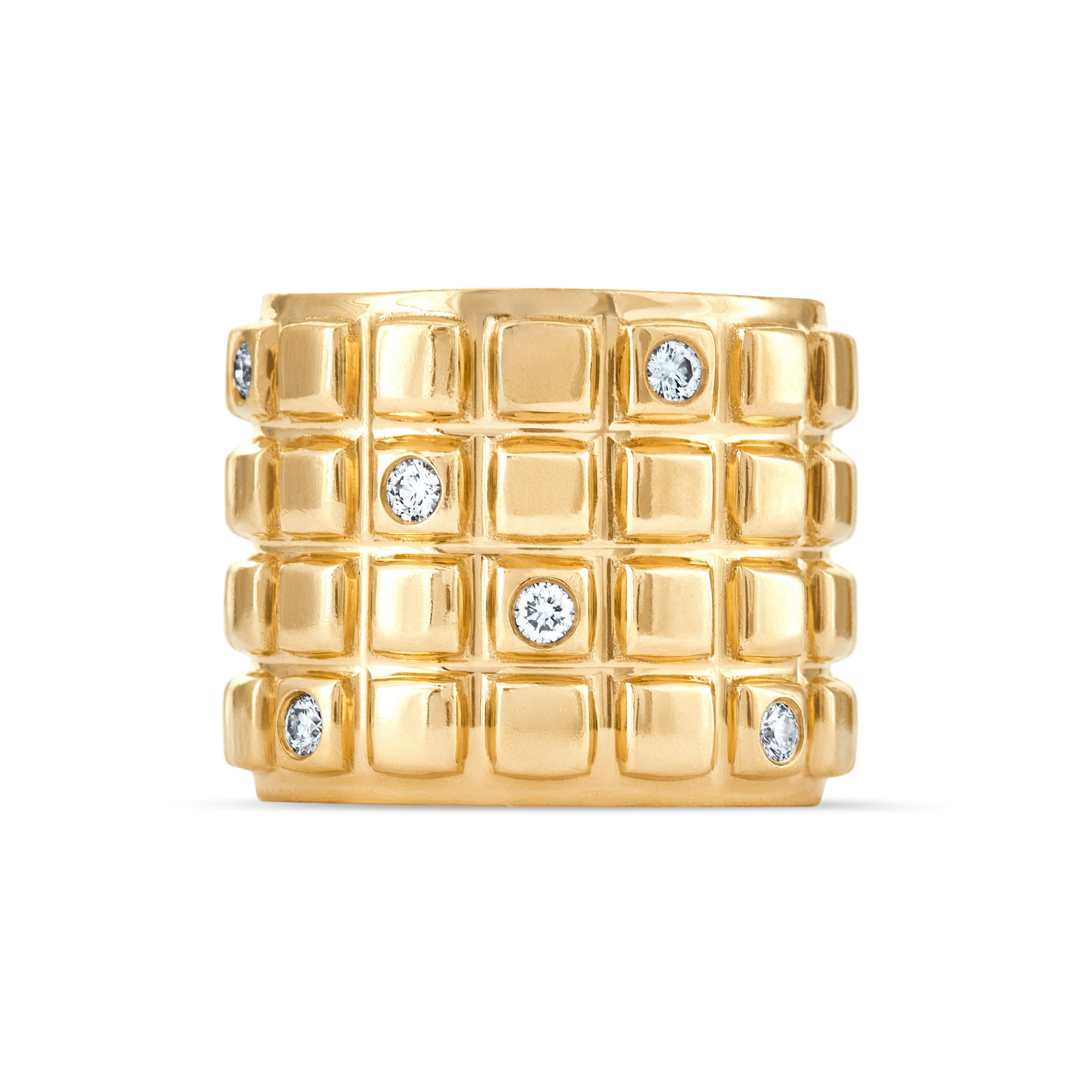 For Sale:  18ct Yellow Gold And Diamond Chocolate Bar Ring 2